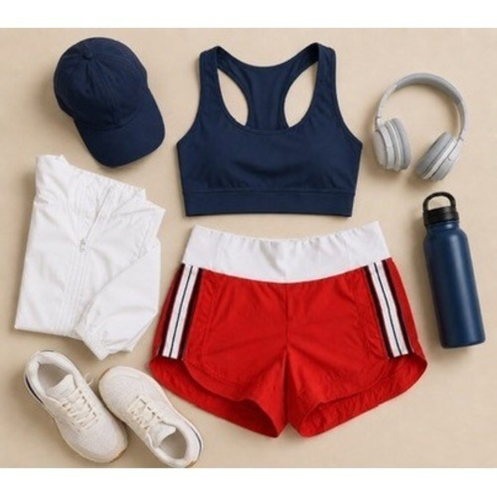 Athleta Women's Orange‎ Athletic Shorts Stripe Side Size 8 Running Training